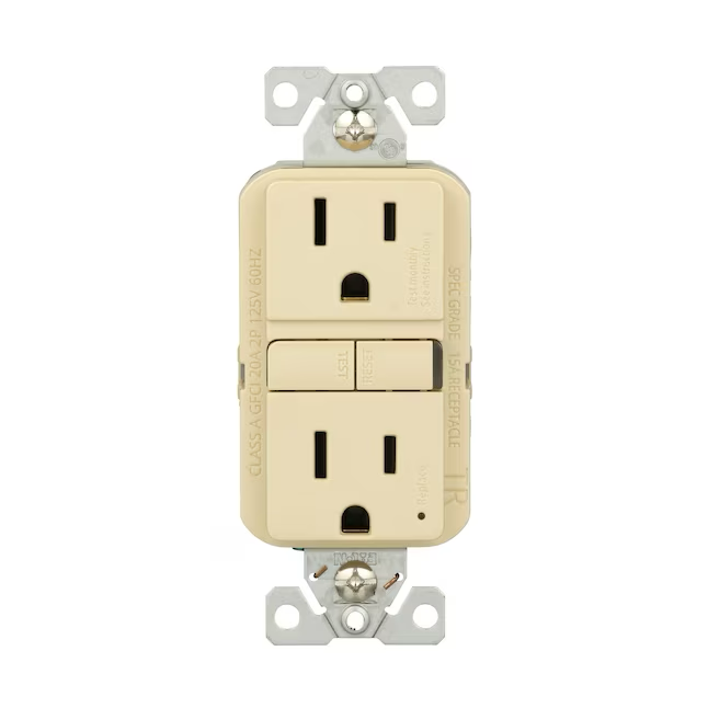 Eaton 15-Amp 125-volt Tamper Resistant GFCI Residential Decorator Outlet, Ivory