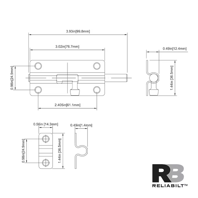 RELIABILT 4-in Polished Brass Steel Barrel Bolt