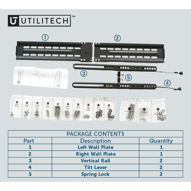 Utilitech Tilt Outdoor Wall Tv Mount Fits TVs up to 90-in (Hardware Included)