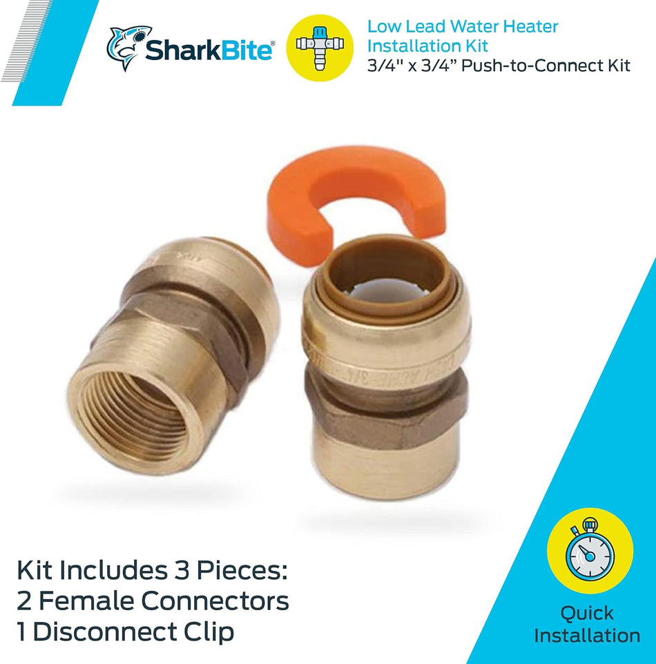 Kit de conexión de conectores hembra SharkBite de 3/4 pulg.