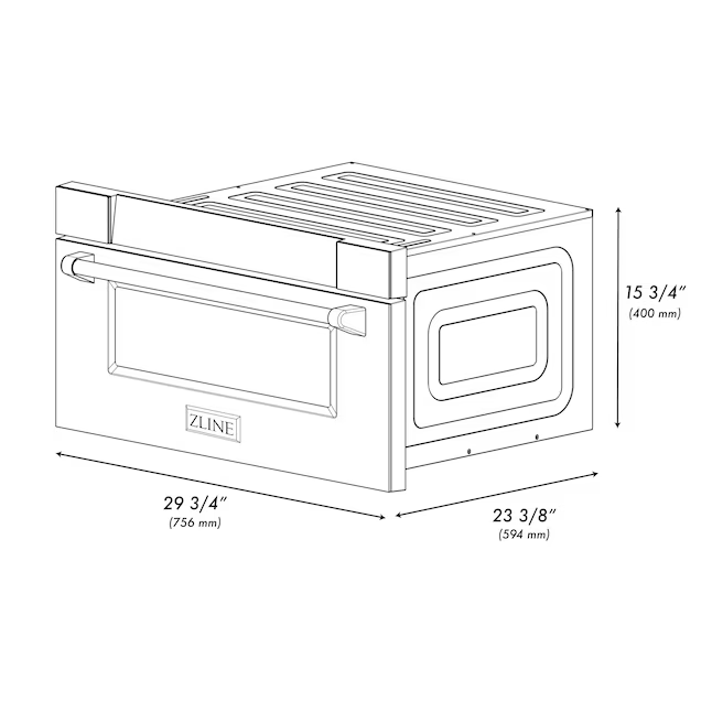 ZLINE 29,75 Zoll 1,2 Kubikfuß elektronische 1000-Watt-Mikrowellenschublade (Edelstahl mit poliertem Goldgriff)