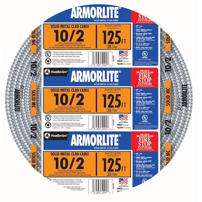 Southwire Armorlite 125-ft 10/2 Solid Aluminum Mc Cable