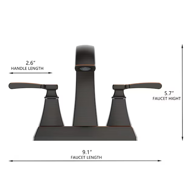 allen + roth Chesler Oil Rubbed Bronze 4-in centerset 2-Handle WaterSense Bathroom Sink Faucet with Drain and Deck Plate