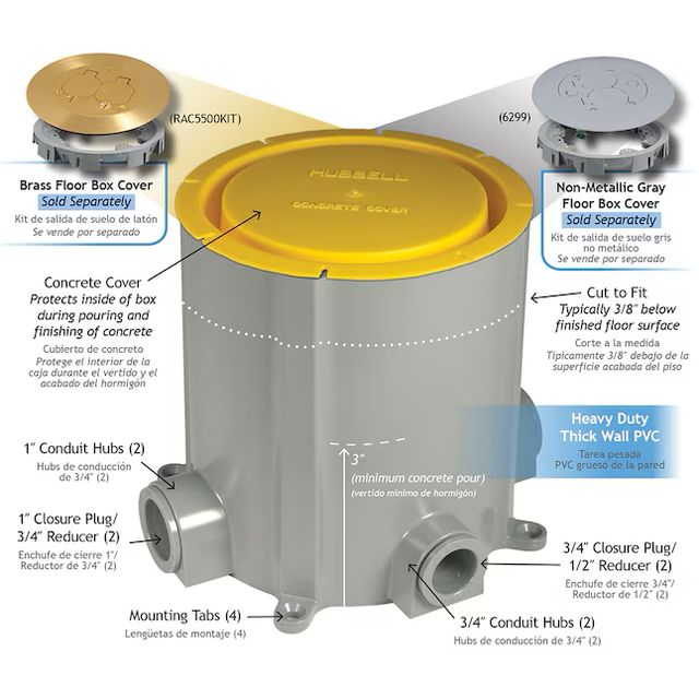 Hubbell RACO 1-Gang Plastic New Work Round Electrical Box