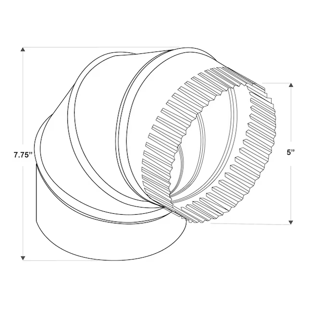 IMPERIAL 5-in 30 Gauge Galvanized Steel Round Adjustable 90 Degree Duct Elbow