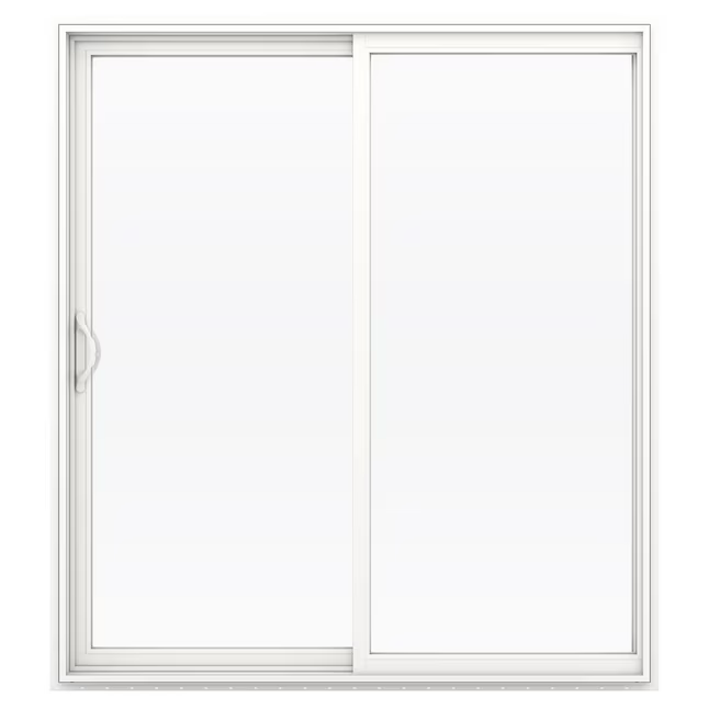 JELD-WEN 72-in x 80-in Low-e Argon White Vinyl Sliding Left-Hand Sliding Double Patio Door