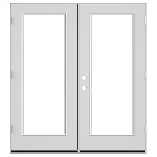 JELD-WEN Puerta doble para patio francesa de apertura hacia la izquierda, de fibra de vidrio imprimada de baja emisividad, de 72 x 80 pulgadas