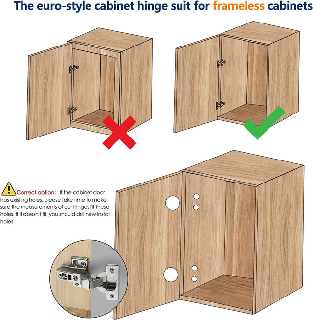 SABER SELECT 3/4 Zoll europäische Küchenschrankscharniere, Soft-Close-Scharniere mit voller Auflage (gebürstetes Nickel, 2er-Pack)