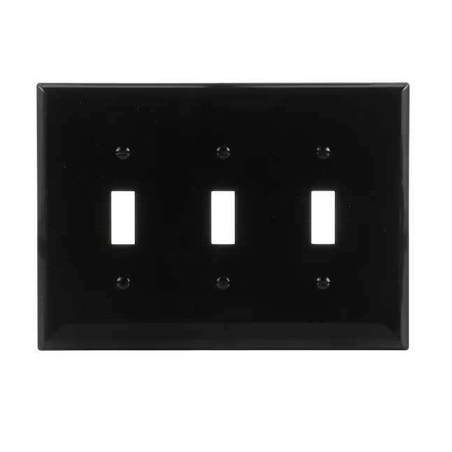 Eaton 3-Gang Midsize Black Polycarbonate Indoor Toggle Wall Plate