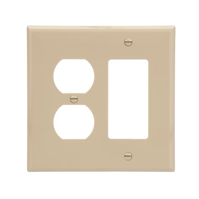 Eaton 2-Gang Midsize Ivory Polycarbonate Indoor Duplex/Decorator Wall Plate