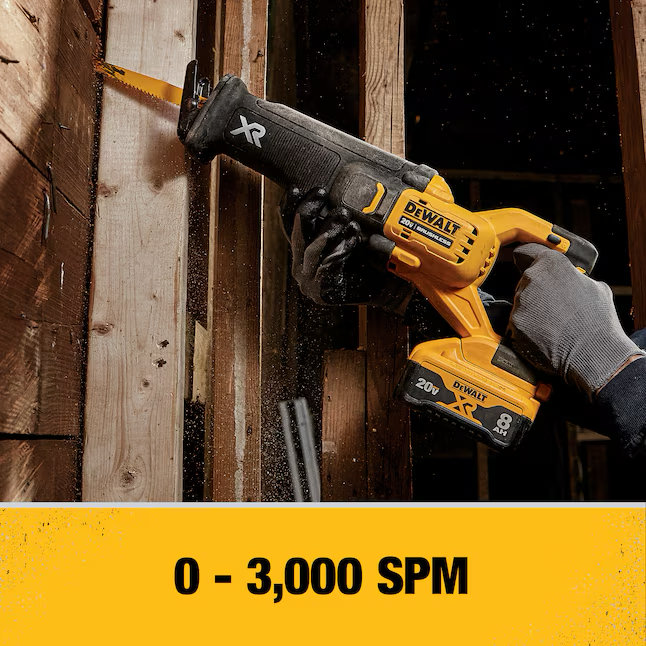 Sierra recíproca inalámbrica sin escobillas DEWALT XR POWER DETECT de velocidad variable máxima de 20 voltios (herramienta básica)