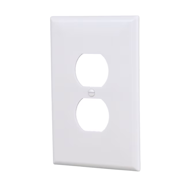 Eaton 1-Gang Jumbo Size White Plastic Indoor Duplex Wall Plate