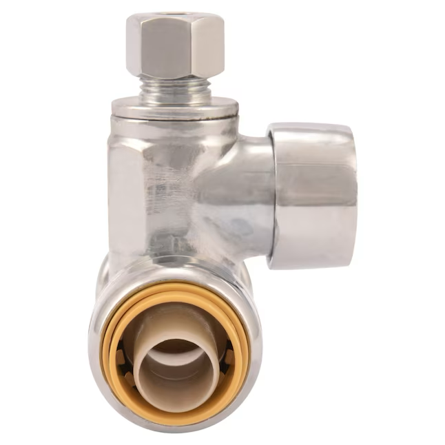 SharkBite 1/2-in Push-to-connect x 1/4-in OD Compression Brass Quarter Turn Supply