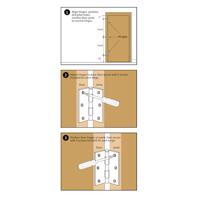 Bisagra para puerta interior/exterior embutida dorada RELIABILT de 2-1/2 in de alto (paquete de 2)