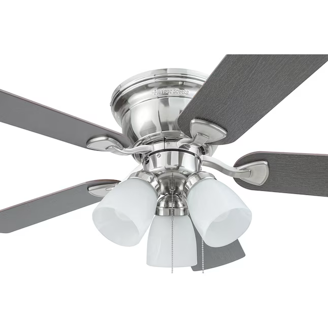 Harbor Breeze Centreville 42-in Brushed Nickel Indoor Flush Mount Ceiling Fan with Light (5-Blade)