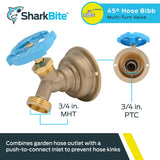 SharkBite, 3/4 pulg., latón, conexión a presión x MHT, grifo para manguera sin dobleces, de múltiples vueltas