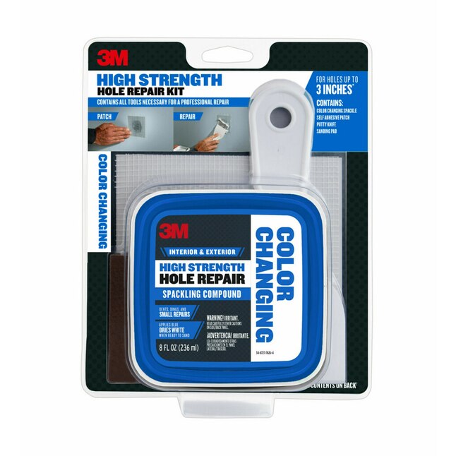 3M Blue-to-White 8-oz Color-changing, Heavy Duty, Waterproof Interior/Exterior Blue Spackling Kit