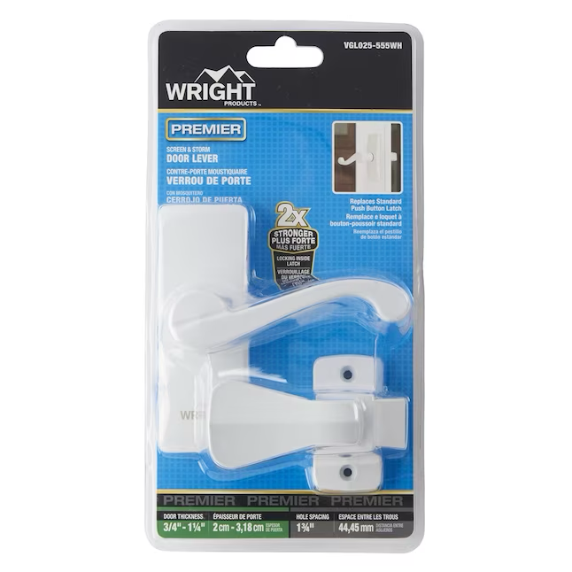 WRIGHT PRODUCTS Juego de herrajes para manija de puerta contra tormentas/pantalla de zinc blanco de 2.3 pulgadas