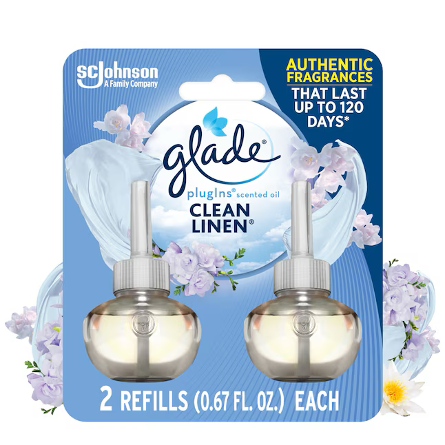 Glade Scented Oil 0.67-fl oz Clean Linen Refill Air Freshener (2-Pack)