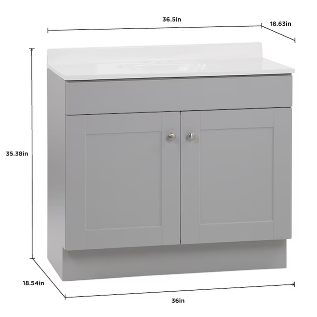 Project Source 36-in Gray Single Sink Bathroom Vanity with White Cultured Marble Top