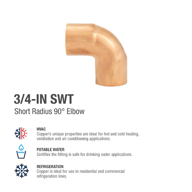 SABER SELECT 3/4-in 90-Degree Copper Short Radius Elbow