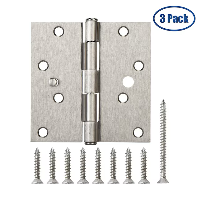 RELIABILT 4-in H x Square Satin Nickel Security Interior Door Hinge (3-Pack)