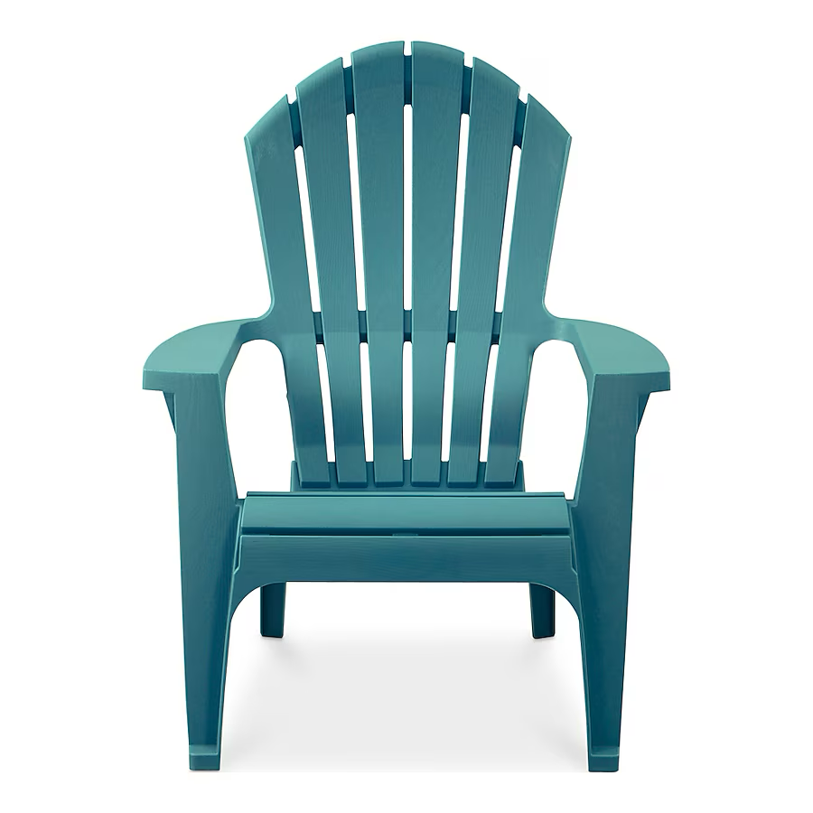 Adams Manufacturing RealComfort Stackable Teal Resin Frame Stationary Adirondack Chair with Solid Seat