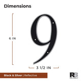 RELIABILT 6-in Reflective Black Number