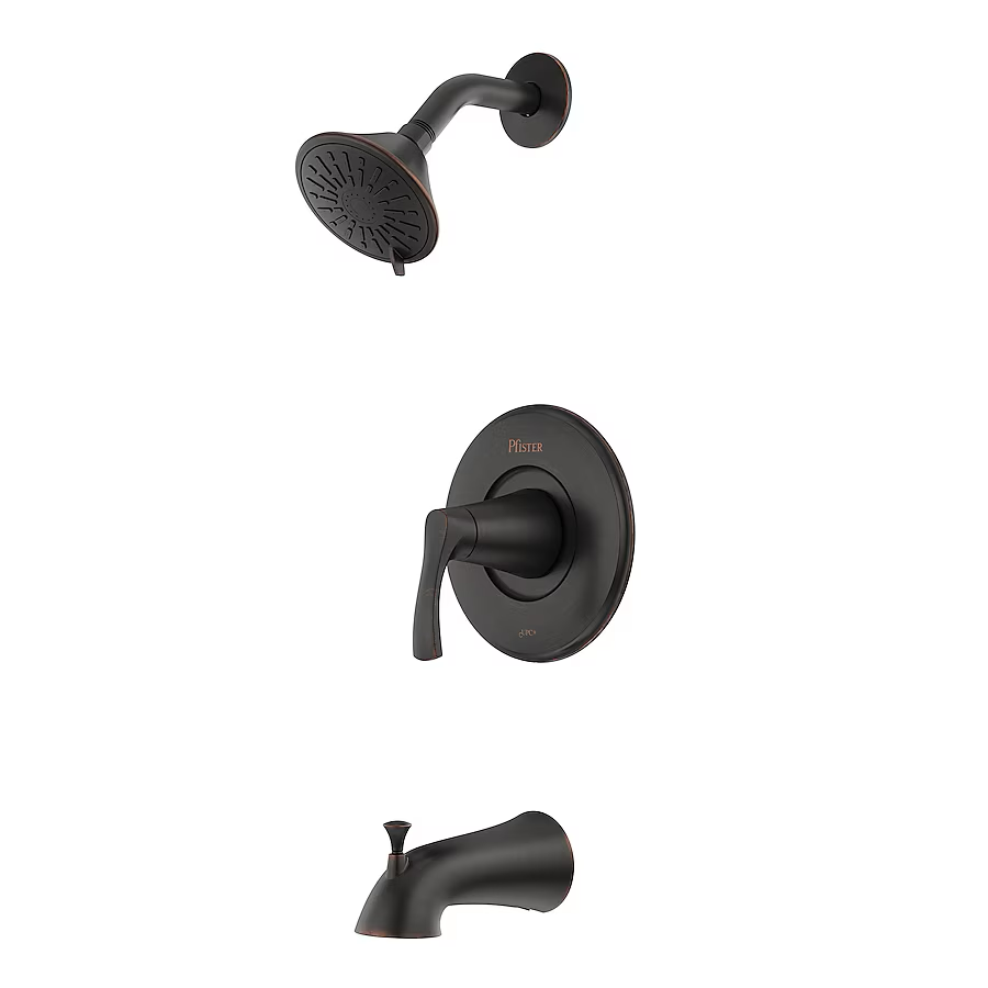 Pfister Masey Tuscan Bronze 1-handle Multi-function Round Bathtub and Shower Faucet Valve Included