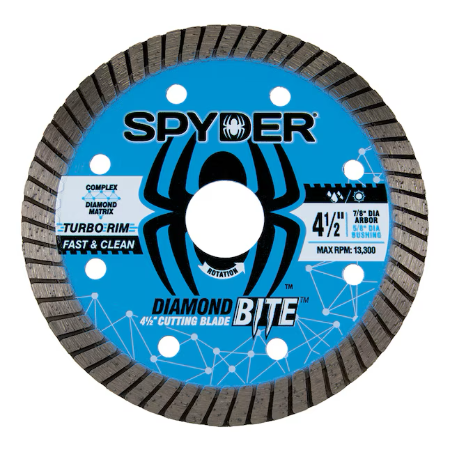 Hoja de sierra de diamante Spyder Diamond Bite de 4-1/2 in con borde turbo húmedo/seco