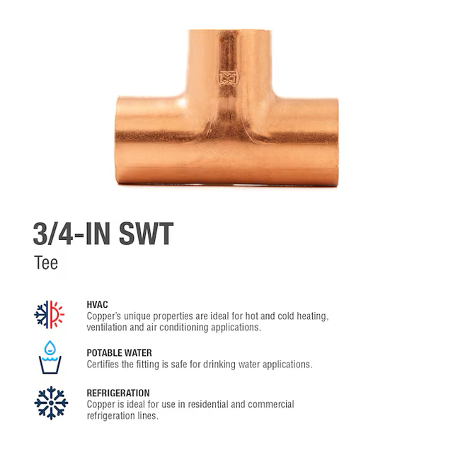 SABER SELECT 3/4-in SWT Copper Tee