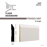 RELIABILT Moldura de zócalo Colonial Primed MDF 623 de 1/2 pulg. x 3-1/4 pulg. x 8 pies