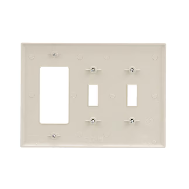 Eaton 3-Gang Midsize Light Almond Polycarbonate Indoor Toggle/Decorator Wall Plate