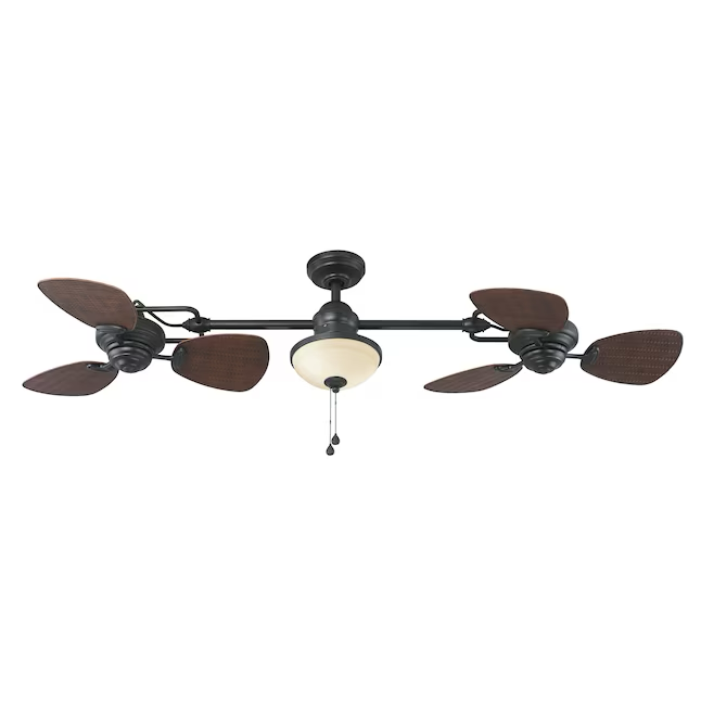 Harbor Breeze Twin Breeze II Ventilador de techo para interior/exterior de bronce aceitado de 74 pulgadas con luz (6 aspas)