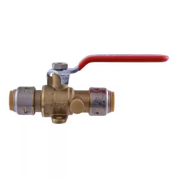 SharkBite Max 1/2 in. Brass Push-to-Connect Ball Valve with Drain and Drop Ear