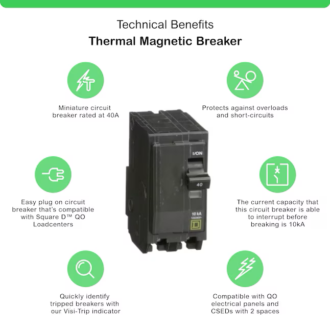 Square D QO 40-amp 2-Pole Standard Trip Circuit Breaker