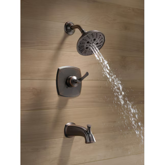 Delta Sandover Venetian Bronze 1-handle Multi-function Round Bathtub and Shower Faucet Valve Included