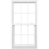 JELD-WEN V-2500 New Construction 31-1/2-in x 59-1/2-in x 3-in Jamb White Vinyl Low-e Single Hung Window with Grids Full Screen Included