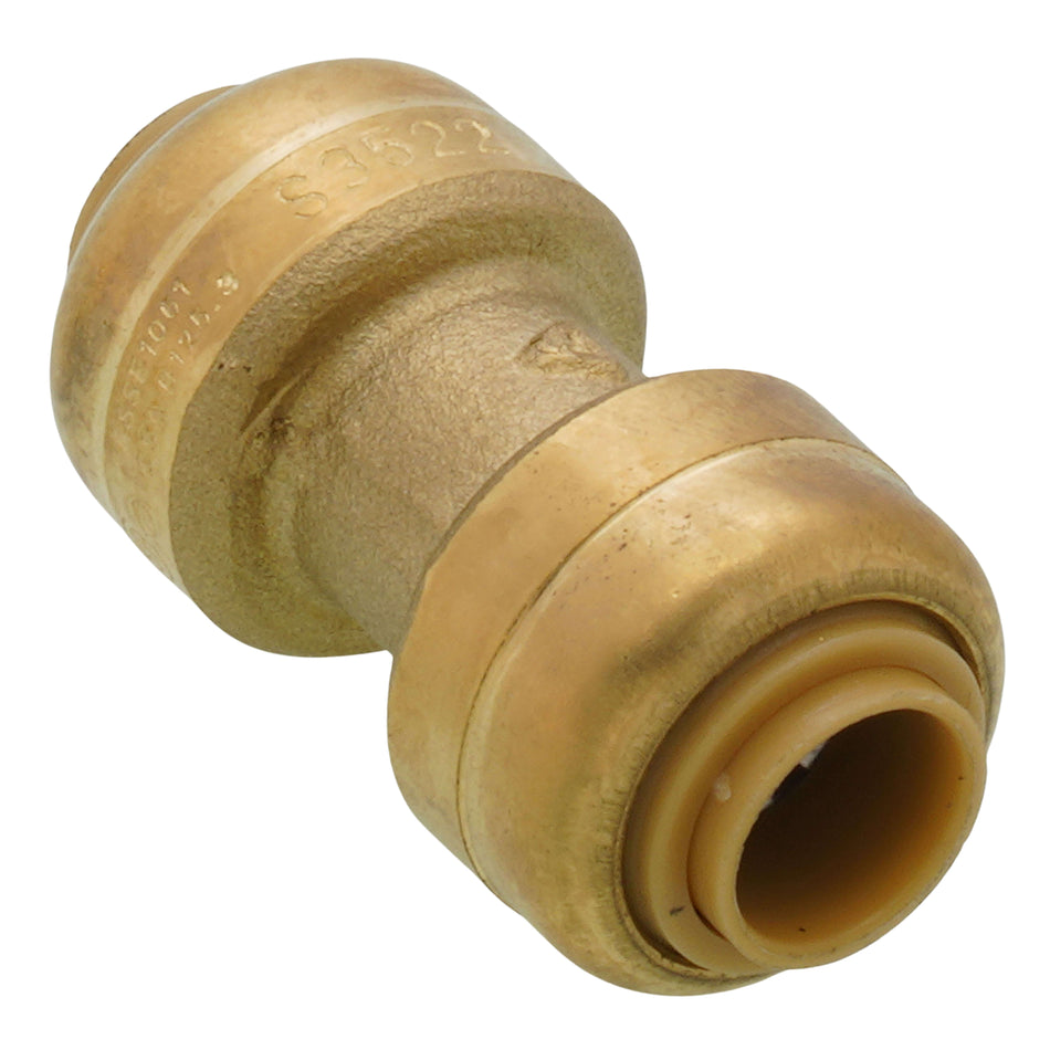 SharkBite 1/4 in. (3/8 in. OD) x 1/4 in. (3/8 in. OD) Brass Push Coupling