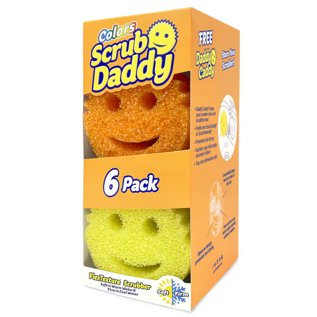 Scrub Daddy 6 Scrub Daddy Sponges + 1 Daddy Caddy