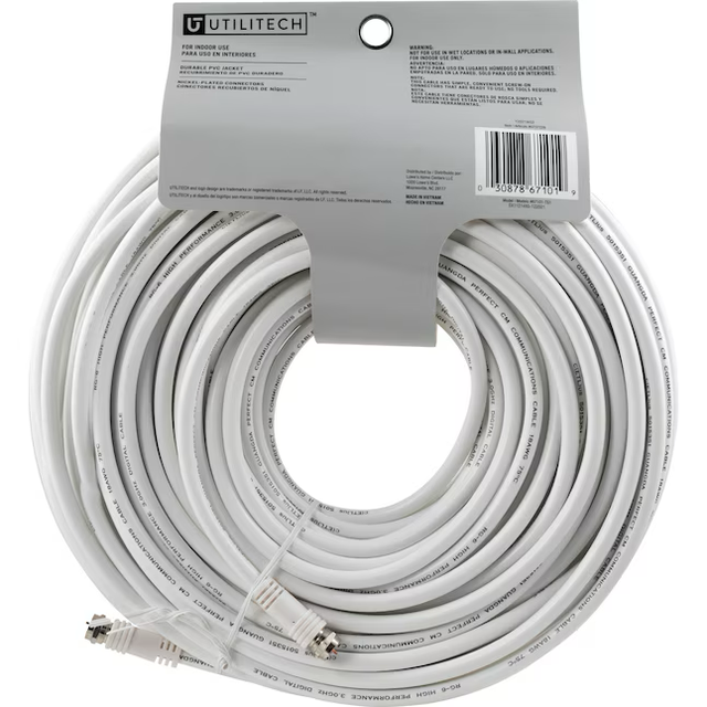 Utilitech 100-ft Rg6 White Coaxial Cable