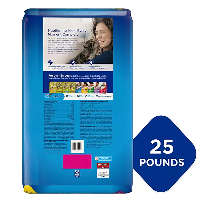 Purina Cat Chow Complete Trockenfutter für Katzen, 25 Pfund.