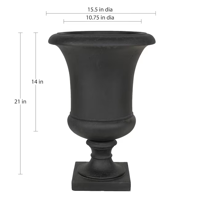 allen + roth Urn 10.75-Inches W Medium Black Mixed/Composite Indoor/Outdoor Planter