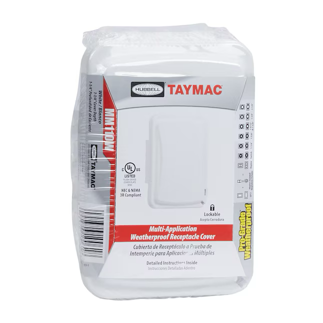 Hubbell TayMac 1-Gang Rectangle White Plastic Weatherproof Electrical Box Cover