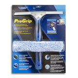 Ettore ProGrip Rubber Window Squeegee - Blue, Single Straight Blade, Click-Lock Handle, Microfiber Washer Sleeve - Long-Lasting Silicone Blade