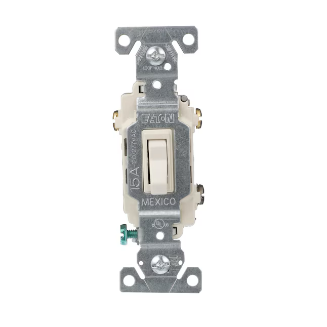 Eaton 15-Amp 3-Way Toggle Light Switch, Light Almond