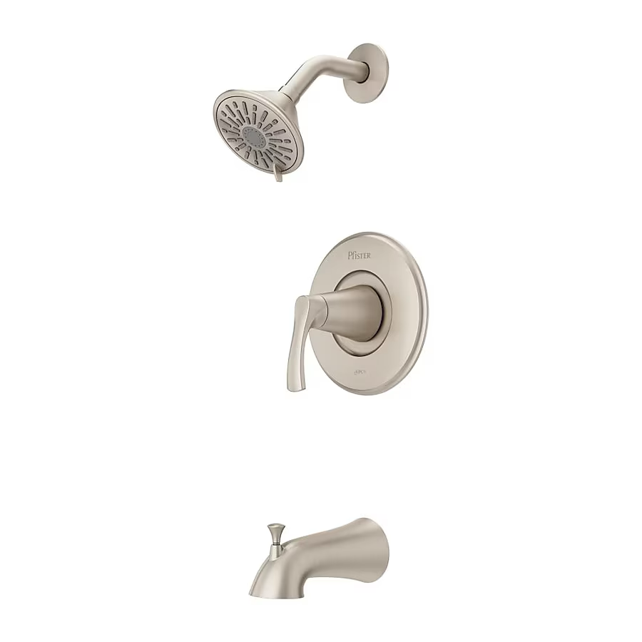 Pfister Masey Brushed Nickel 1-handle Multi-function Round Bathtub and Shower Faucet Valve Included