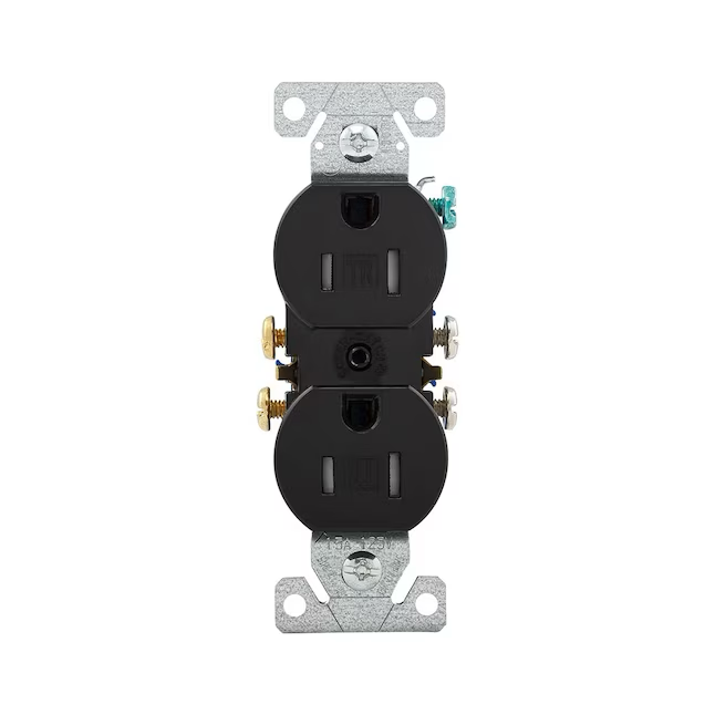 Eaton 15-Amp 120-volt Tamper Resistant Residential Duplex Outlet, Black