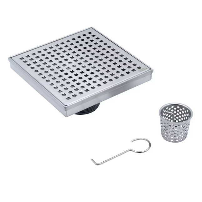 Oatey Vivante 6-in Stainless Steel Square Shower Drain with Square Pattern