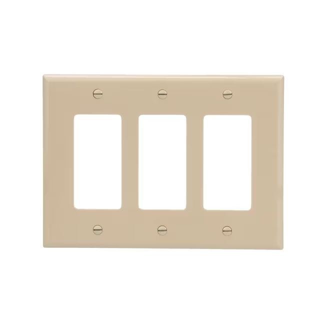 Eaton 3-Gang Midsize Ivory Polycarbonate Indoor Decorator Wall Plate